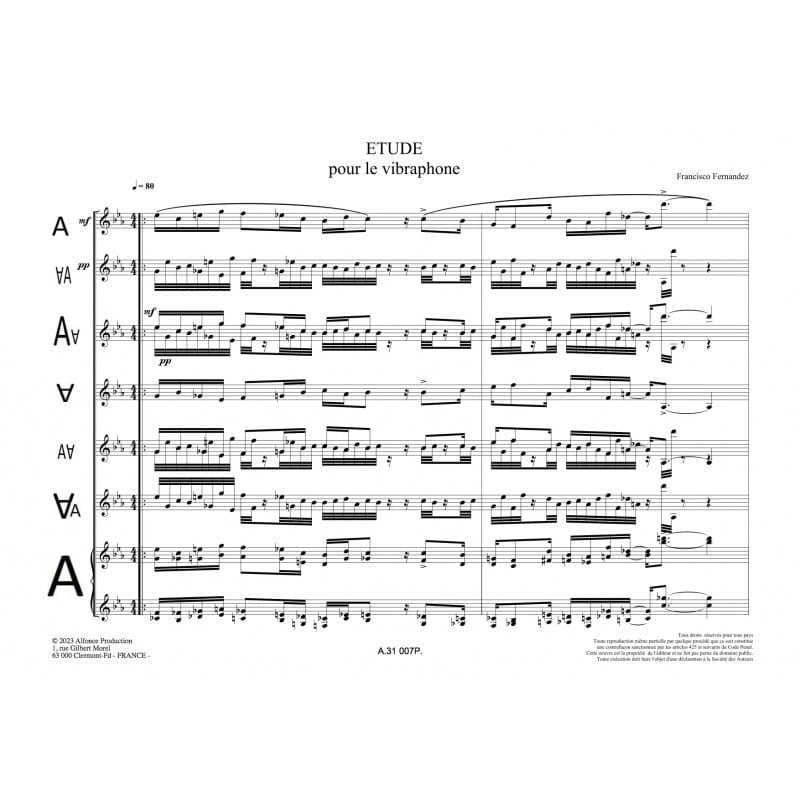 Etude pour le vibraphone - Francisco Fernandez - Partition