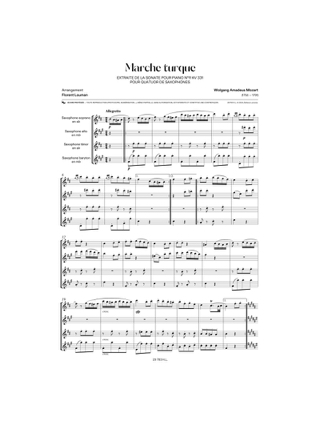 Marche Turque - 4 Saxophones - MOZART - Partition - Saxophone