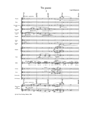 Tre Poemi - Partitura - Luigi Dallapiccola - Partition - Grand format