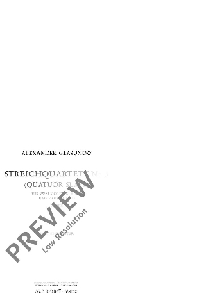 Streichquartett Nr. 3 op. 26 - Partitur - Alexandre Glazounov